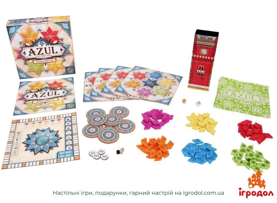 Azul: Summer Pavilion | Ігродол Настільна гра - Azul: Summer Pavilion з правилами українською - зображення компонентів гри