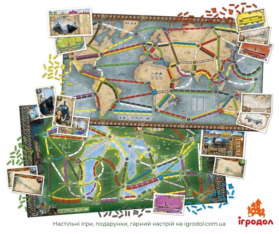 Ticket to Ride: Rails and Sails, EN | Ігродол настільна гра Ticket to Ride: Rails and Sails англійською - зображення ігрових компонентів