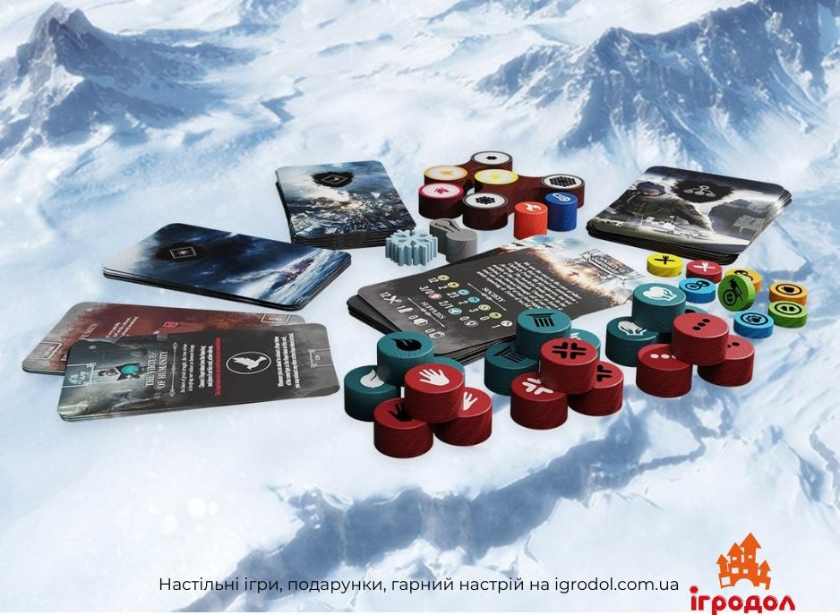 Дополнение Frostpunk: The Board Game – Frostlander UA | Игродол Дополнение Frostpunk: The Board Game – Frostlander - изображение компонентов украинского издания