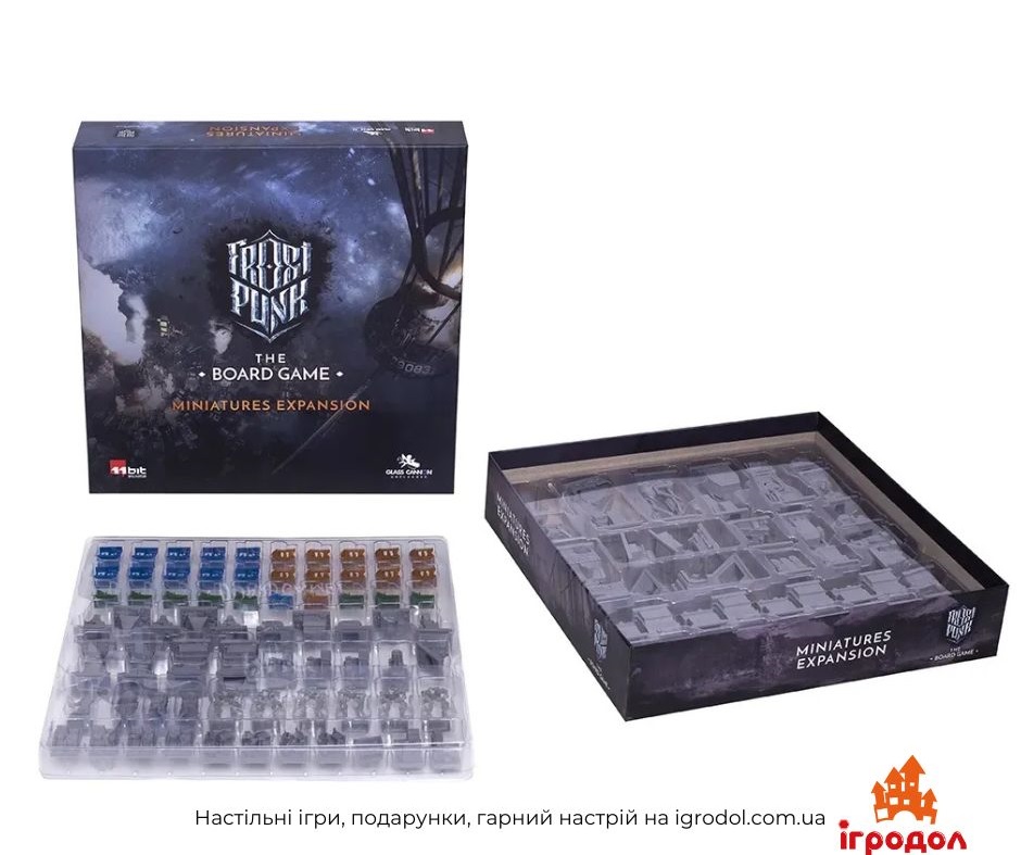Дополнение Frostpunk: Настольная игра - Миниатюры | Игродол Дополнение Frostpunk: The Board Game - Miniatures - изображение содержимого коробки