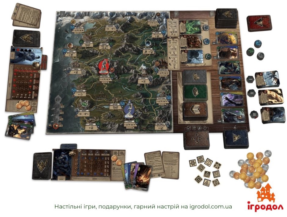 Гра The Witcher: Old World UA |Ігродол Настільна Гра The Witcher: Old World - зображення компонентів українського видання