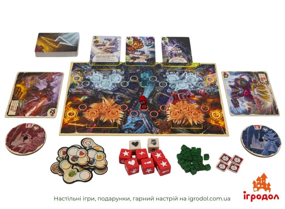 King of Tokyo: Duel UA | Игродол Настільна гра King of Tokyo: Duel (українською) - зображення ігрових компонентів