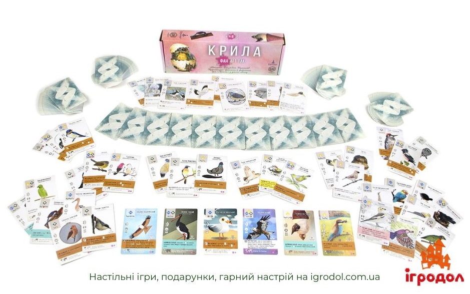 Доповнення Wingspan: Fan Art Pack UA | Ігродол доповнення Крила Фан Арт Пак - зображення компонентів
