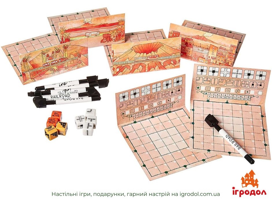 ГГра Railroad Inc: Blazing Red Edition UA | Ігродол Настільна гра Railroad Inc: Blazing Red Edition, українське видання - зображення компонентів