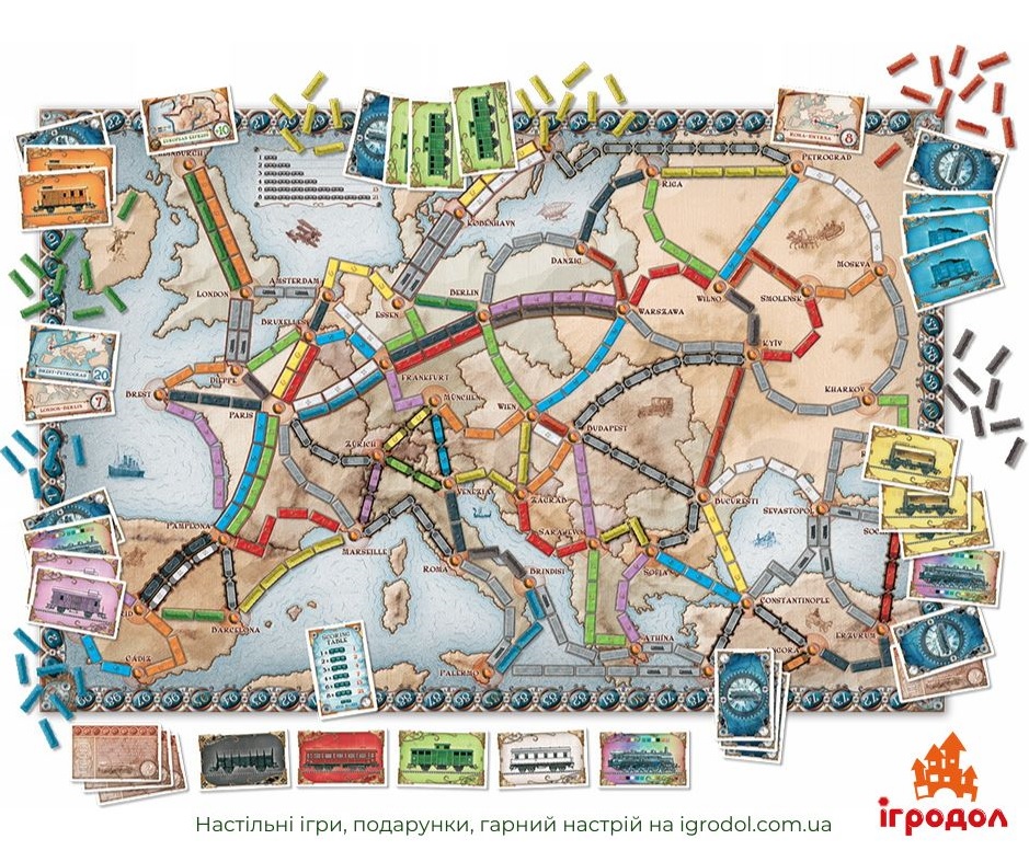 Ticket to Ride: Europe | Игродол настольная игра Ticket to Ride: Europe - изображение компонентов