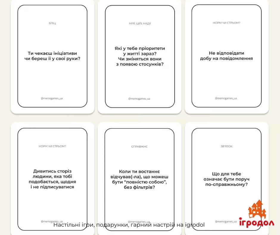 Игра Между нами: Познакомимся - изображение карточек