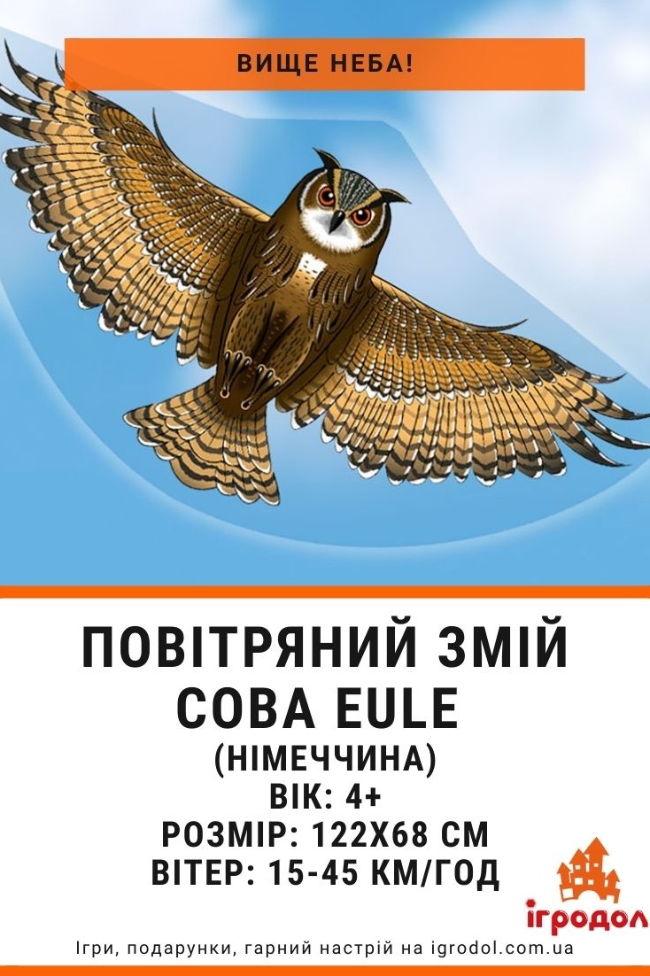 Повітряний змій Eule (Paul Gunther, Німеччина) Ігродол Дитячий повітряний змій Сова - зображення