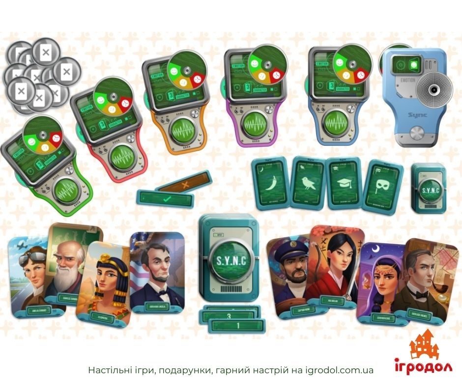 S.Y.N.C. Discovery (СИНК) | Игродол Настольная игра SYNC Discovery - изображение игровых компонентов