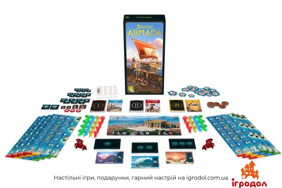 Дополнение 7 Wonders: Armada EN | Игродол Дополнение 7 Wonders: Armada - изображение игровых компонентов