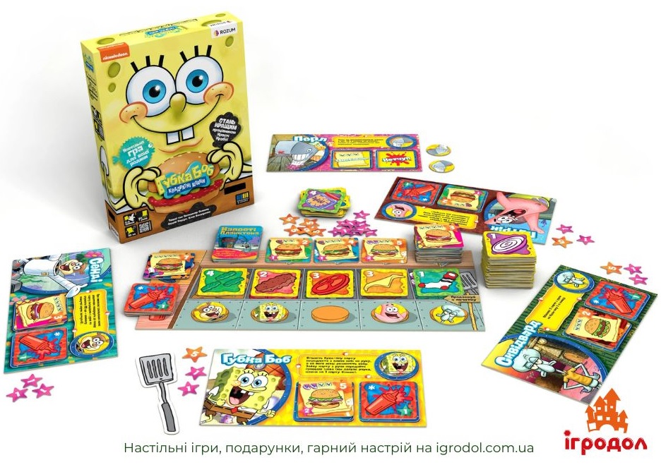 Гра Spongebob Squarepants UA | Ігродол Настільна Гра Spongebob Squarepants, українське видання - зображення компонентів