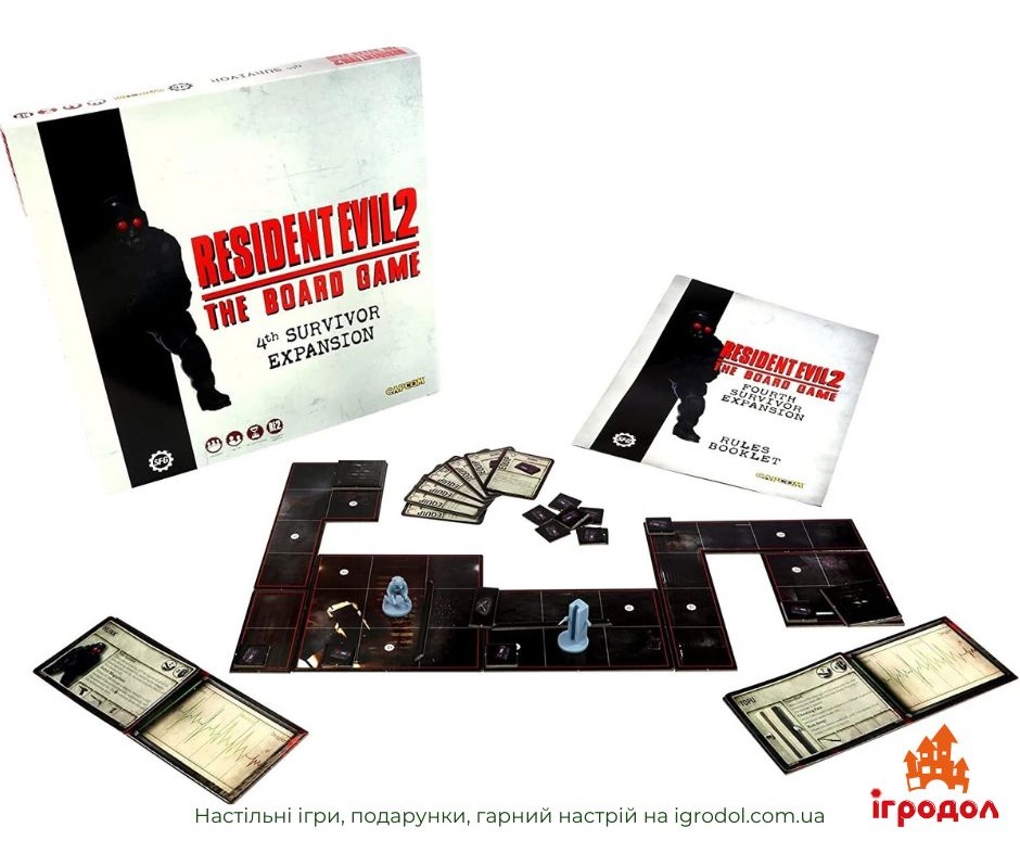 Resident Evil 2: The Board Game – 4th Survivor Expansion EN | Ыгродол Доповнення Resident Evil 2: The Board Game - 4th Survivor Expansion EN - зображення ігрових компонентів