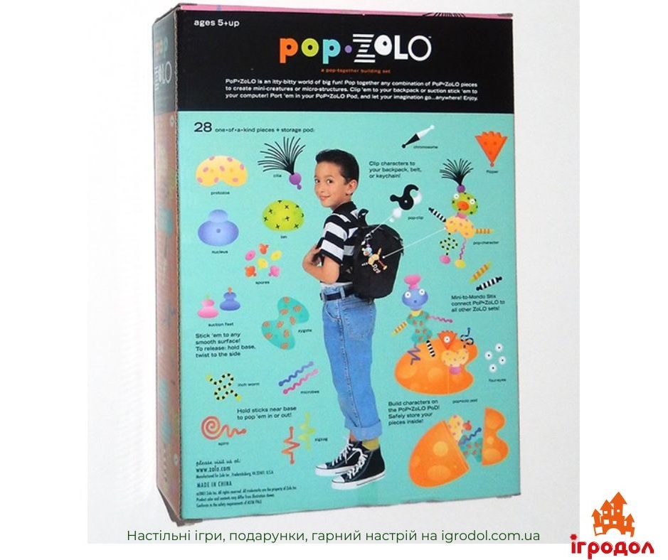 конструктор Pop Zolo | Ігродол конструктор Pop Zolo - зображення задньої частини коробки