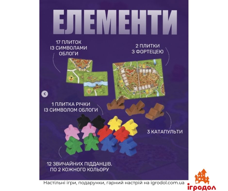 Доповнення Carcassonne: Siege and Defense UA | Ігродол Доповнення Carcassonne: Siege and Defense українською - зображення ігрових елементів