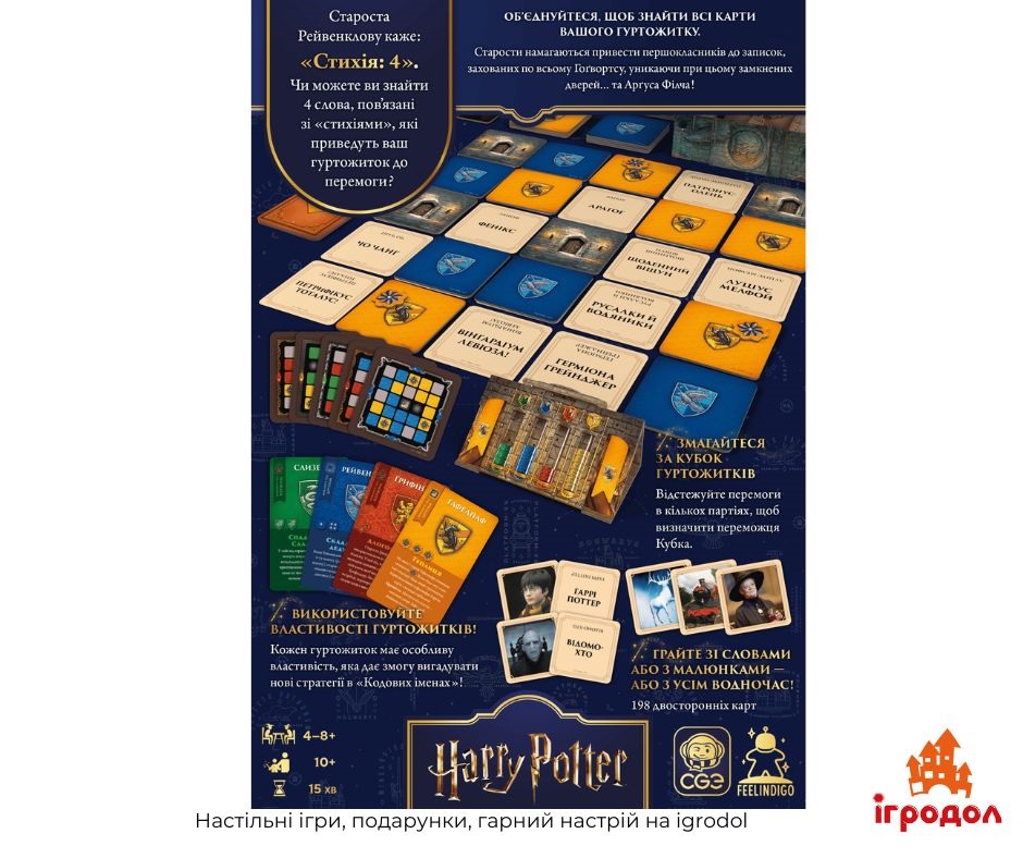 Настольная игра Codenames: Back to Hogwarts на украинском - изображение задней части коробки