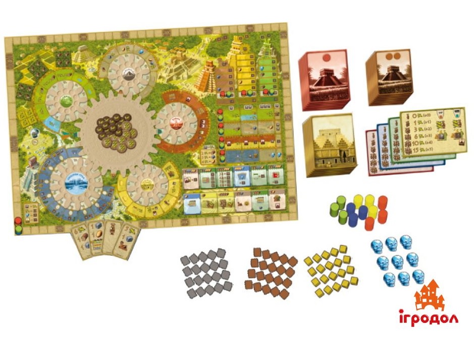 Цолькін: Календар Мая UA | Ігродол настільна гра Цолькін: Календар Мая UA - зображення ігрових компонентів